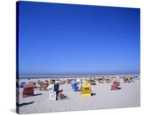 Beach chairs on Nordstrand, Langeoog, East Frisian Islands, Lower Saxony, Germany-null-Stretched Canvas