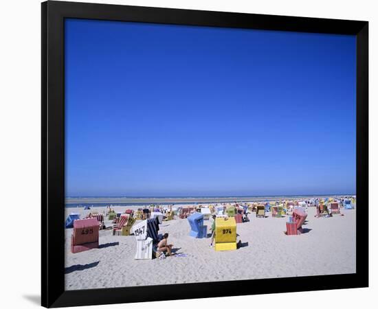 Beach chairs on Nordstrand, Langeoog, East Frisian Islands, Lower Saxony, Germany-null-Framed Art Print