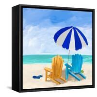 Beach Chairs with Umbrella-Julie DeRice-Framed Stretched Canvas