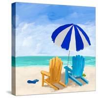 Beach Chairs with Umbrella-Julie DeRice-Stretched Canvas