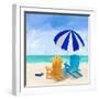 Beach Chairs with Umbrella-Julie DeRice-Framed Art Print