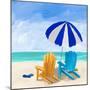 Beach Chairs with Umbrella-Julie DeRice-Mounted Art Print