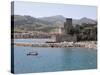 Beach, Chateau Royal, Collioure, Pyrenees-Orientales, Languedoc, France, Europe-Martin Child-Stretched Canvas