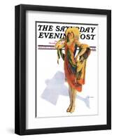 "Beach Costume," Saturday Evening Post Cover, August 9, 1930-Guy Hoff-Framed Giclee Print