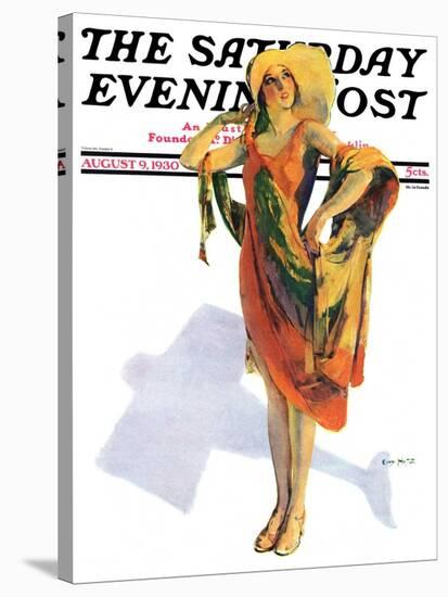 "Beach Costume," Saturday Evening Post Cover, August 9, 1930-Guy Hoff-Stretched Canvas