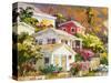 Beach Cottage Community-Erin Dertner-Stretched Canvas