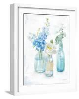 Beach Cottage Florals II - No Shells-Danhui Nai-Framed Art Print
