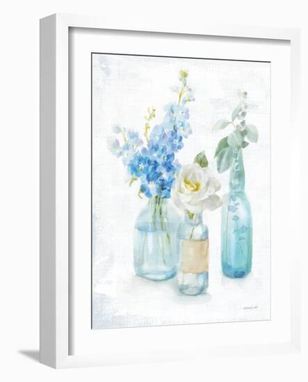 Beach Cottage Florals II - No Shells-Danhui Nai-Framed Art Print