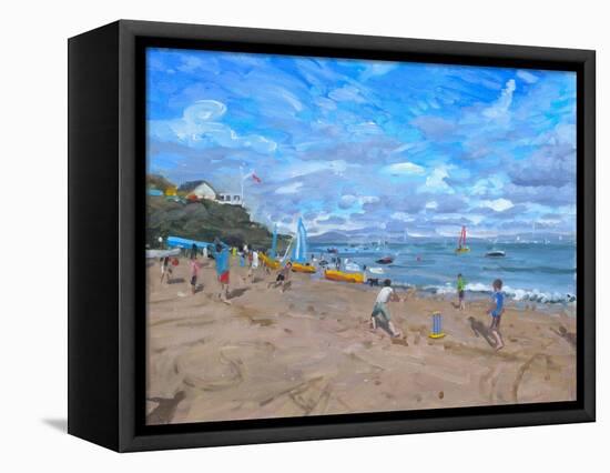 Beach Cricket, Abersoch, 2013-Andrew Macara-Framed Stretched Canvas