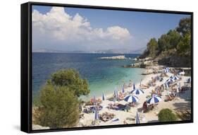 Beach Crowded with Holidaymakers, Kassiopi, Corfu, Ionian Islands, Greek Islands, Greece, Europe-Ruth Tomlinson-Framed Stretched Canvas