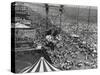 Beach Crowds as Seen from the Parachute Jump at Steeple Park, Coney Island, NY, 1950-null-Stretched Canvas