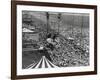 Beach Crowds as Seen from the Parachute Jump at Steeple Park, Coney Island, NY, 1950-null-Framed Photo