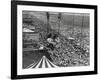 Beach Crowds as Seen from the Parachute Jump at Steeple Park, Coney Island, NY, 1950-null-Framed Photo