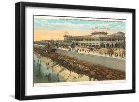Beach, Crystal Palace, Galveston, Texas-null-Framed Art Print