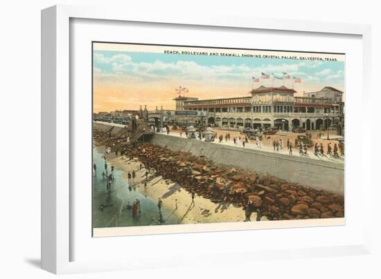 Beach, Crystal Palace, Galveston, Texas-null-Framed Art Print