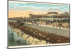 Beach, Crystal Palace, Galveston, Texas-null-Mounted Art Print