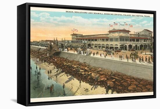 Beach, Crystal Palace, Galveston, Texas-null-Framed Stretched Canvas