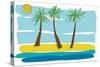 Beach Day Palms 1-Jan Weiss-Stretched Canvas