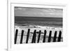 Beach Dunes Fence in Hamptons Black White-null-Framed Photo