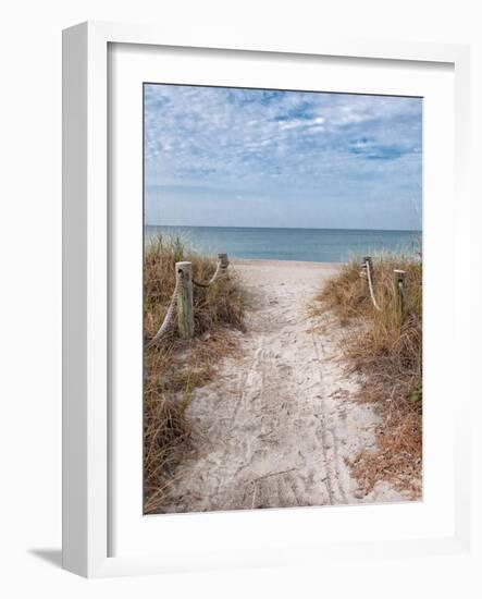 Beach Entry Path with Posts-Mary Lou Johnson-Framed Photo