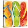 Beach Flip Flops-Mary Escobedo-Stretched Canvas