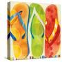 Beach Flip Flops-Mary Escobedo-Stretched Canvas