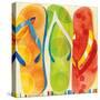 Beach Flip Flops-Mary Escobedo-Stretched Canvas