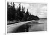 Beach Front View of Point Defiance Park - Tacoma, WA-Lantern Press-Framed Art Print