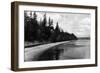 Beach Front View of Point Defiance Park - Tacoma, WA-Lantern Press-Framed Art Print