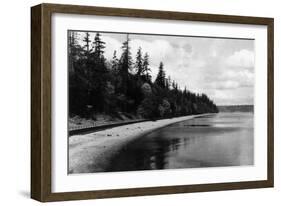 Beach Front View of Point Defiance Park - Tacoma, WA-Lantern Press-Framed Art Print