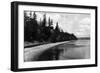 Beach Front View of Point Defiance Park - Tacoma, WA-Lantern Press-Framed Art Print