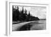 Beach Front View of Point Defiance Park - Tacoma, WA-Lantern Press-Framed Art Print