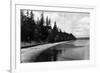 Beach Front View of Point Defiance Park - Tacoma, WA-Lantern Press-Framed Premium Giclee Print