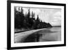 Beach Front View of Point Defiance Park - Tacoma, WA-Lantern Press-Framed Premium Giclee Print