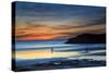 Beach Goers Enjoy the Last Rays of Sunlight at White Sands Beach in St. Davids, Wales-Frances Gallogly-Stretched Canvas