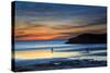 Beach Goers Enjoy the Last Rays of Sunlight at White Sands Beach in St. Davids, Wales-Frances Gallogly-Stretched Canvas