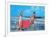 Beach-goers with Raft, Retro-null-Framed Premium Giclee Print