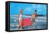Beach-goers with Raft, Retro-null-Framed Stretched Canvas