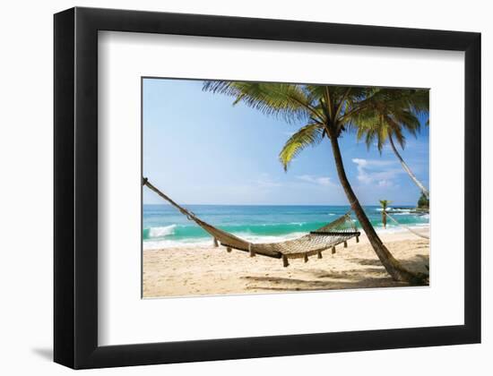 Beach Hammock & Tropic Sea-null-Framed Art Print