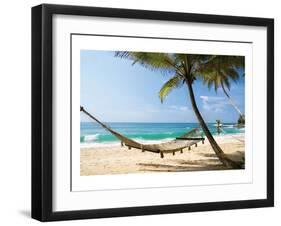 Beach Hammock & Tropic Sea-null-Framed Art Print