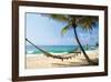 Beach Hammock & Tropic Sea-null-Framed Art Print