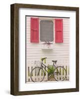 Beach House and Bicycle, Loyalist Cays, Bahamas, Caribbean-Walter Bibikow-Framed Photographic Print