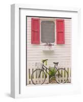 Beach House and Bicycle, Loyalist Cays, Bahamas, Caribbean-Walter Bibikow-Framed Photographic Print