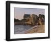 Beach House Built Behind Rocks, Tregastel, Cote De Granit Rose, Cotes d'Armor, Brittany, France-David Hughes-Framed Photographic Print