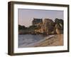 Beach House Built Behind Rocks, Tregastel, Cote De Granit Rose, Cotes d'Armor, Brittany, France-David Hughes-Framed Photographic Print