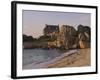 Beach House Built Behind Rocks, Tregastel, Cote De Granit Rose, Cotes d'Armor, Brittany, France-David Hughes-Framed Photographic Print