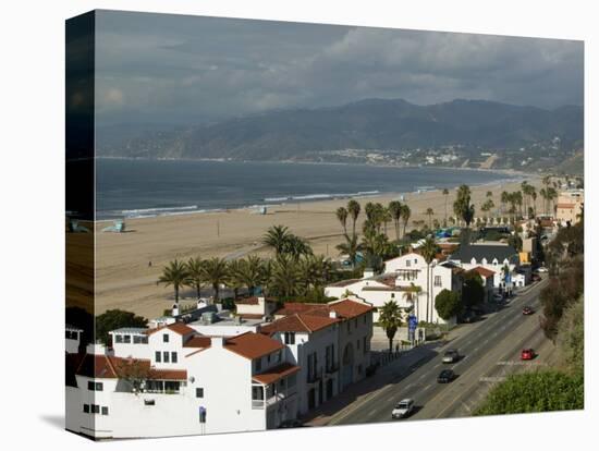 Beach Houses, Santa Monica State Beach Park, Santa Monica, Los Angeles, California-Walter Bibikow-Stretched Canvas