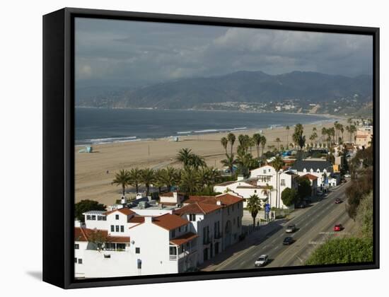 Beach Houses, Santa Monica State Beach Park, Santa Monica, Los Angeles, California-Walter Bibikow-Framed Stretched Canvas