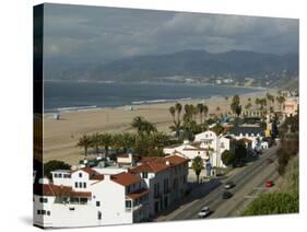 Beach Houses, Santa Monica State Beach Park, Santa Monica, Los Angeles, California-Walter Bibikow-Stretched Canvas