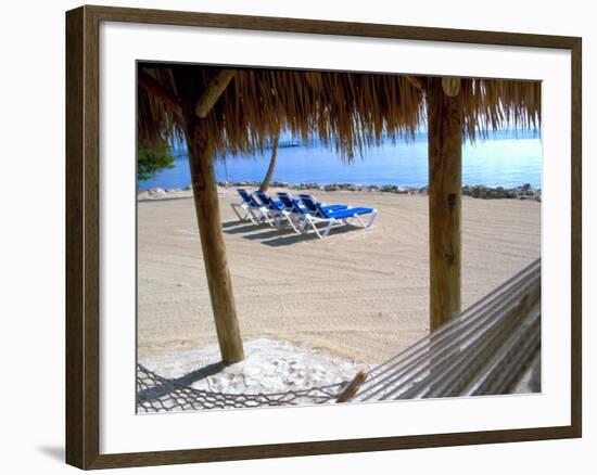 Beach Hut and Chairs, South Beach, Miami, Florida, USA-Terry Eggers-Framed Photographic Print